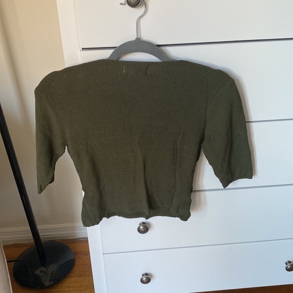 LF SEEK the label quarter zip shirt, short sleeve, olive green, size M - Picture 4 of 5